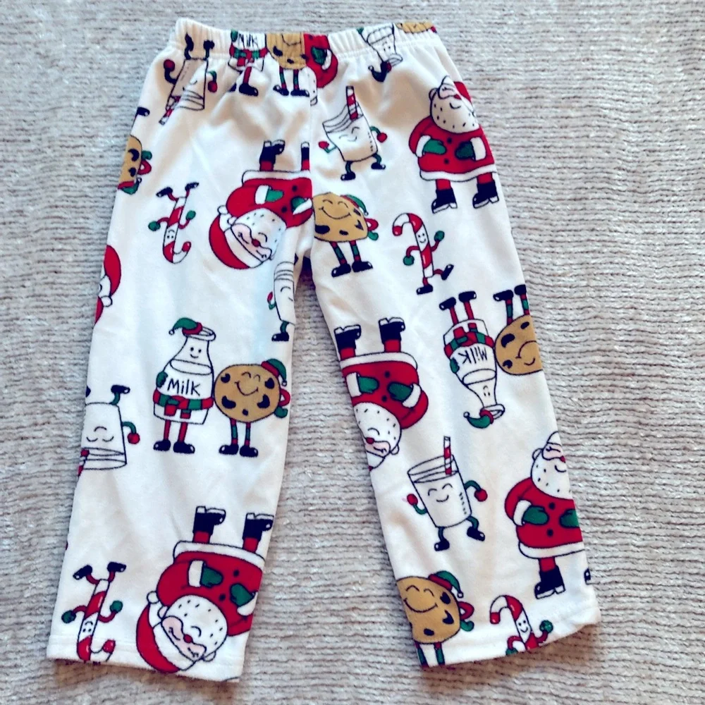 Christmas Fleece‎ Pajama Set Santa Milk Cookie Nice List XMas Eve 3T